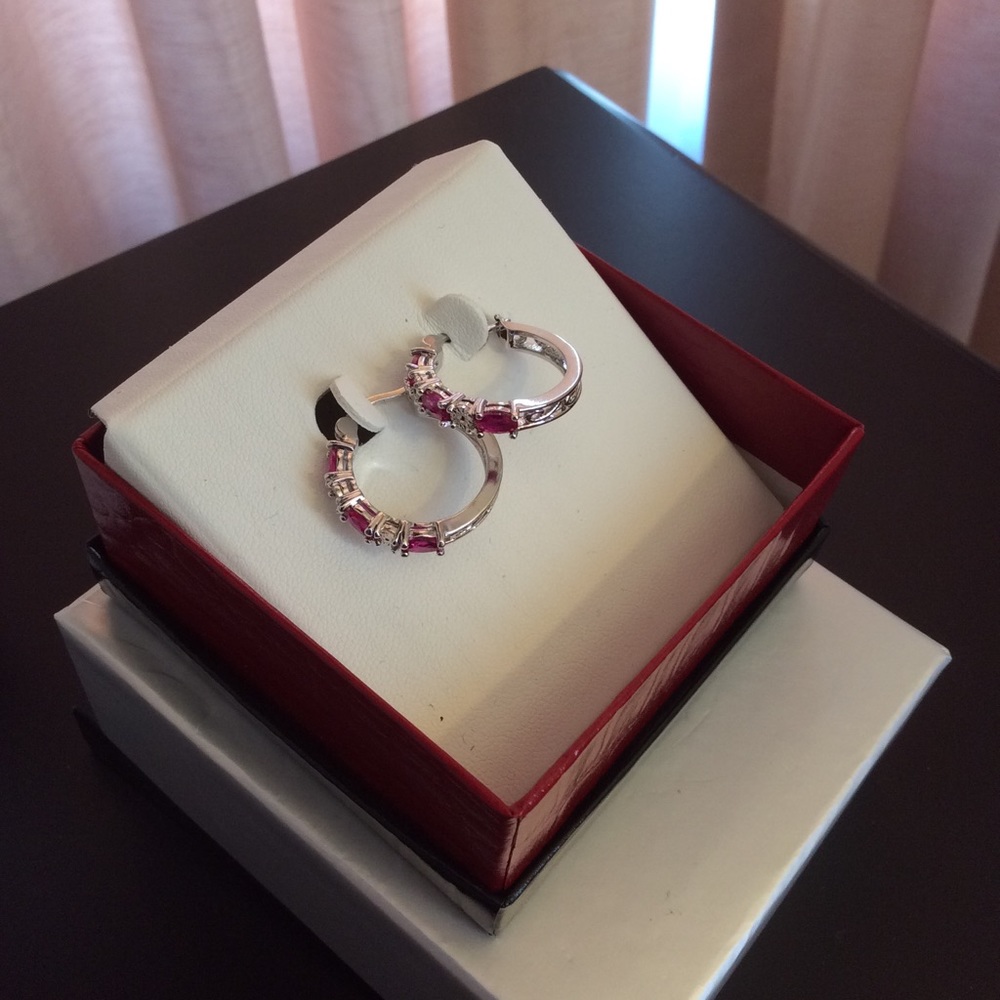 Ruby and CZ earrings